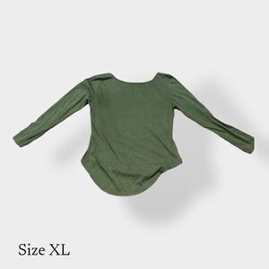 Curfew Womens XL shirt top blouse Long sleeve olive green lightweight scoop neck
